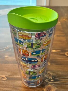 tervis Green Lid Tumbler with Multi-Color Camper Van Design